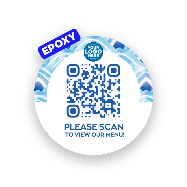 Αυτοκόλλητο QR menu epoxy με custom σχέδιο
